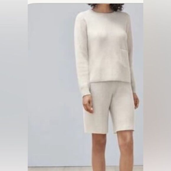 Calme Johnny Was 100% cashmere knit oatmeal ribbed Bermuda shorts NWT. Medium - Picture 8 of 8